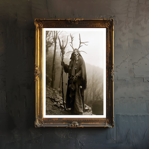 Witchy Man In The Wood Gothic Dark Academia Art Print Poster Wall Decor Enigmatic Sorcerer Illustration Ideal For Magic And Mystery Lovers