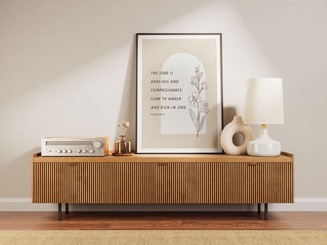 Psalm 145:8 The Lord Is Gracious And Compassionate Floral Poster - Image 3