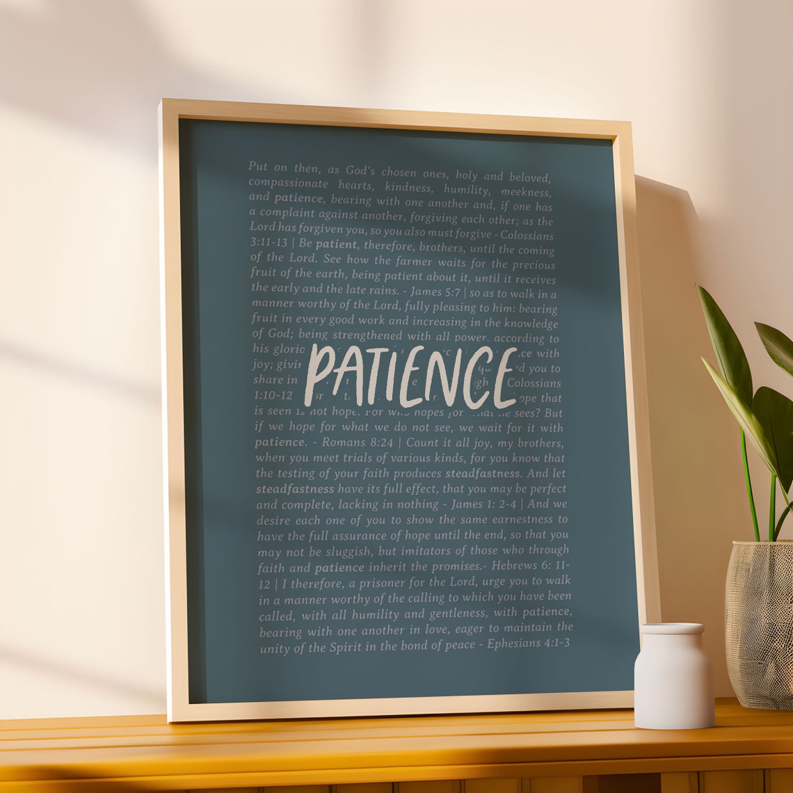 Patience Fruit Of The Spirit Bible Verse Artwork Scripture Christian Poster Baby Nursery Home Decor Instant Print - Image 6