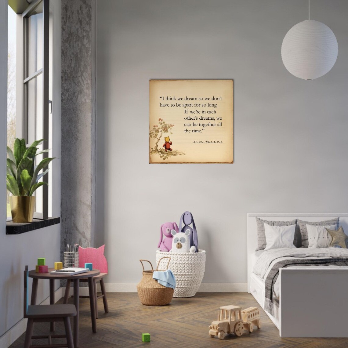 Winnie the Pooh In Each Others Dreams Vintage Book Quote Print - Image 3