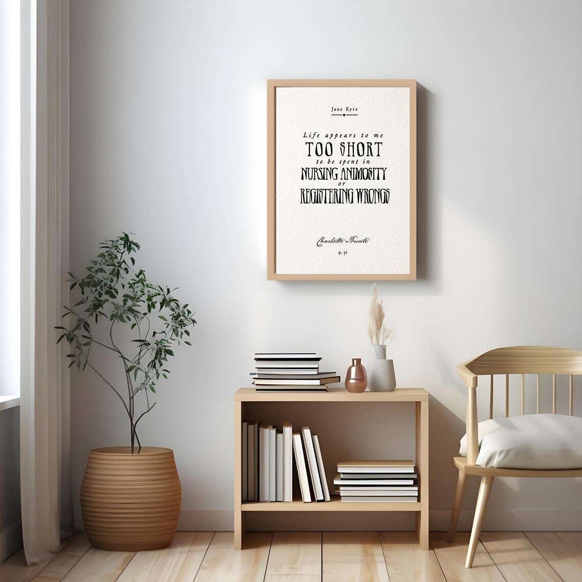 Jane Eyre Vintage Book Page Art Print, Life Appears Too Short - Image 4