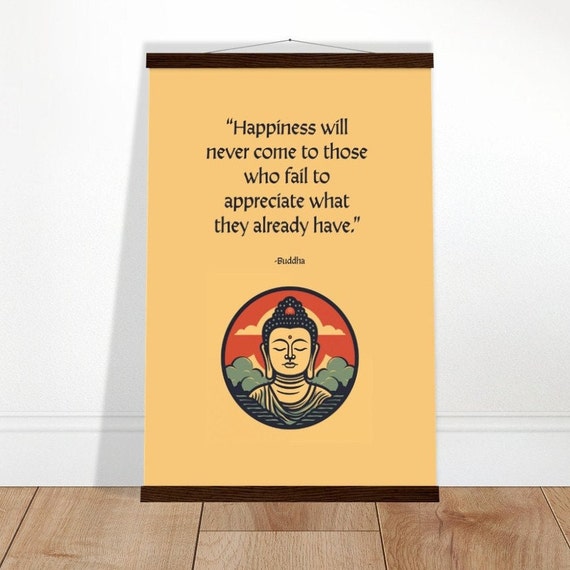 Tranquil Buddha Poster With Magnetic Wooden Hanger Minimalist Zen Uplifting Wall Art Goldenrod