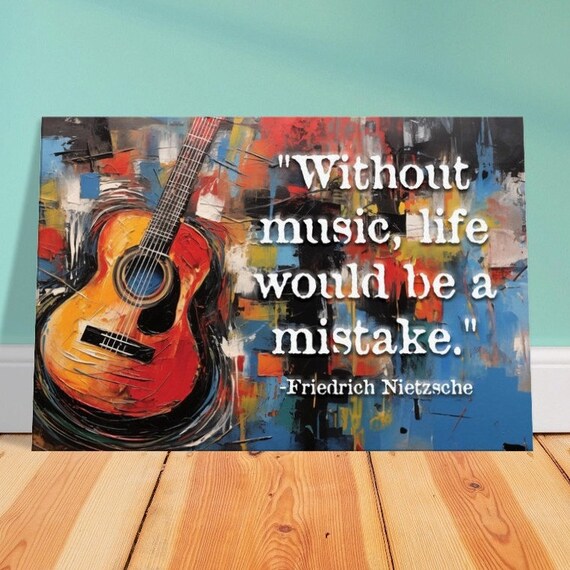 Friedrich Nietzsche Quote Poster "Without Music Life Would Be A Mistake" Guitar