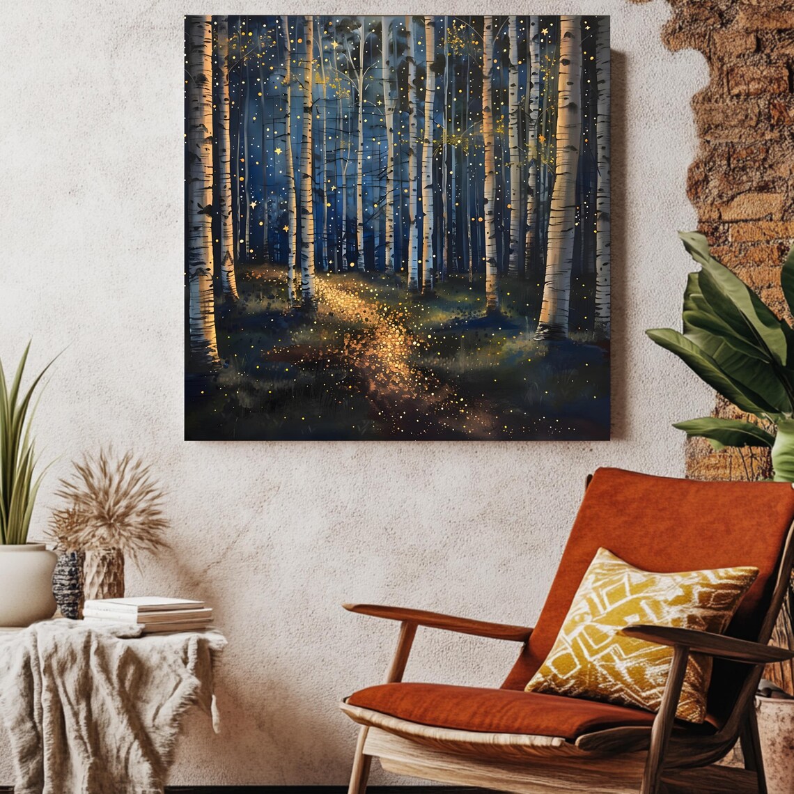 Starlit Forest Poster, Celestial Night Sky Decor - Image 2