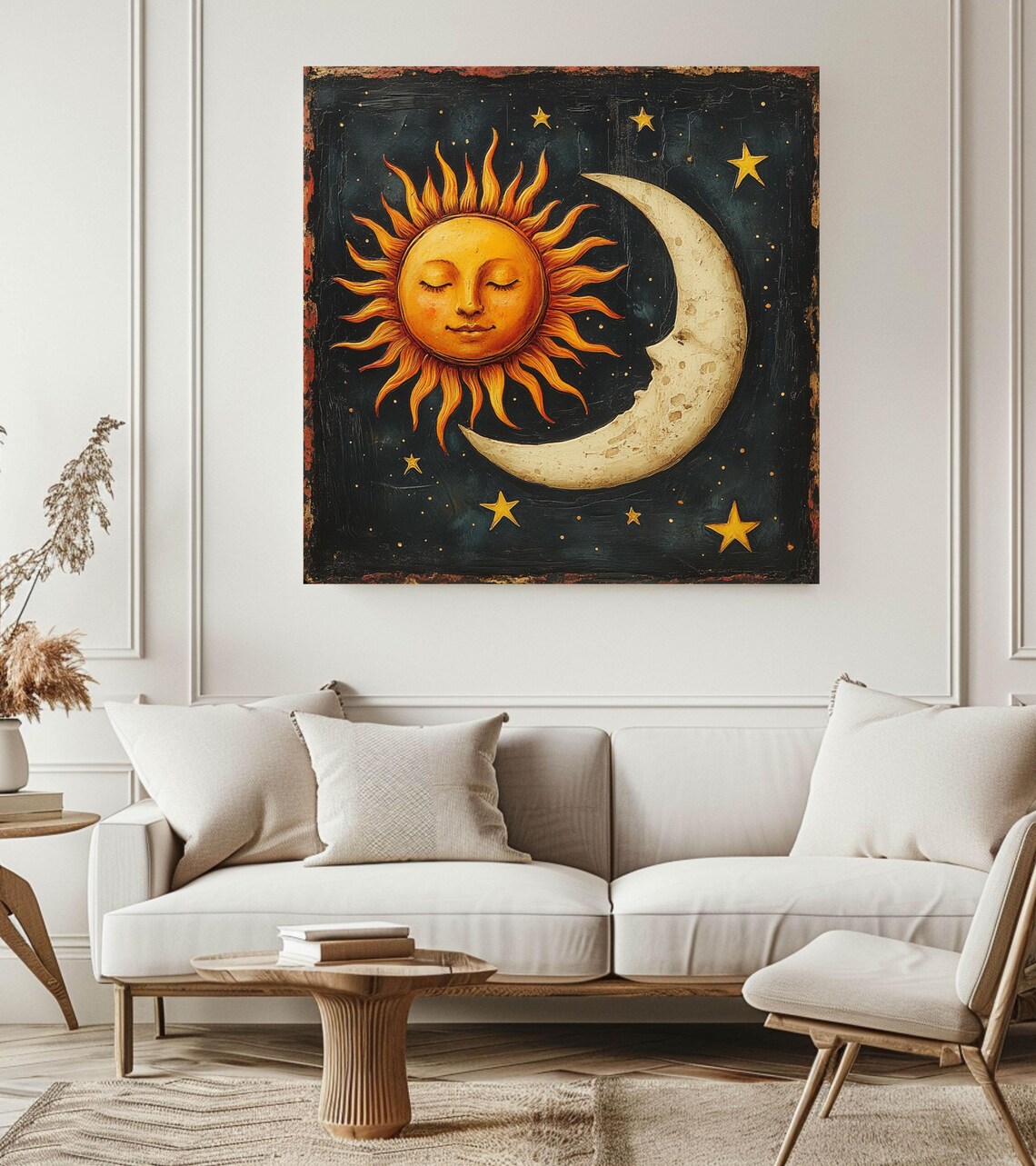 Vintage Sun And Moon Celestial Art Print - Image 2