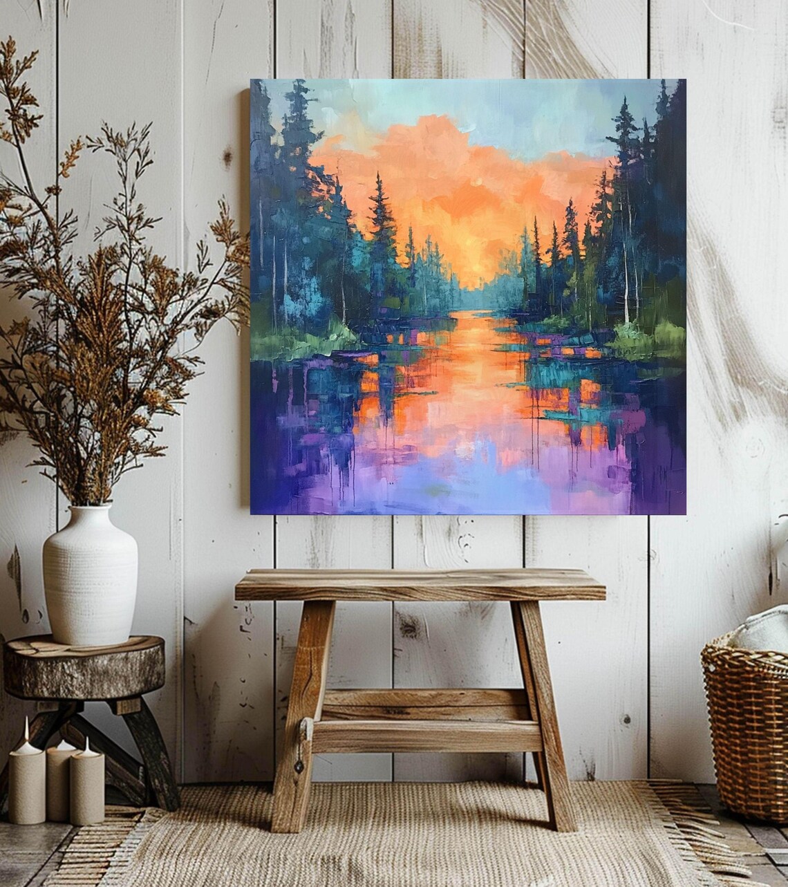 Abstract Lake Art, Minimalist Nature Landscape - Image 3