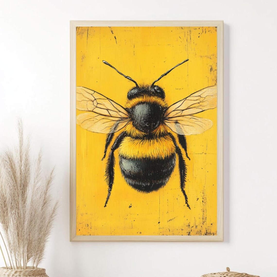 Bumble Bee Eclectic Modern Art Print, Insect Decor