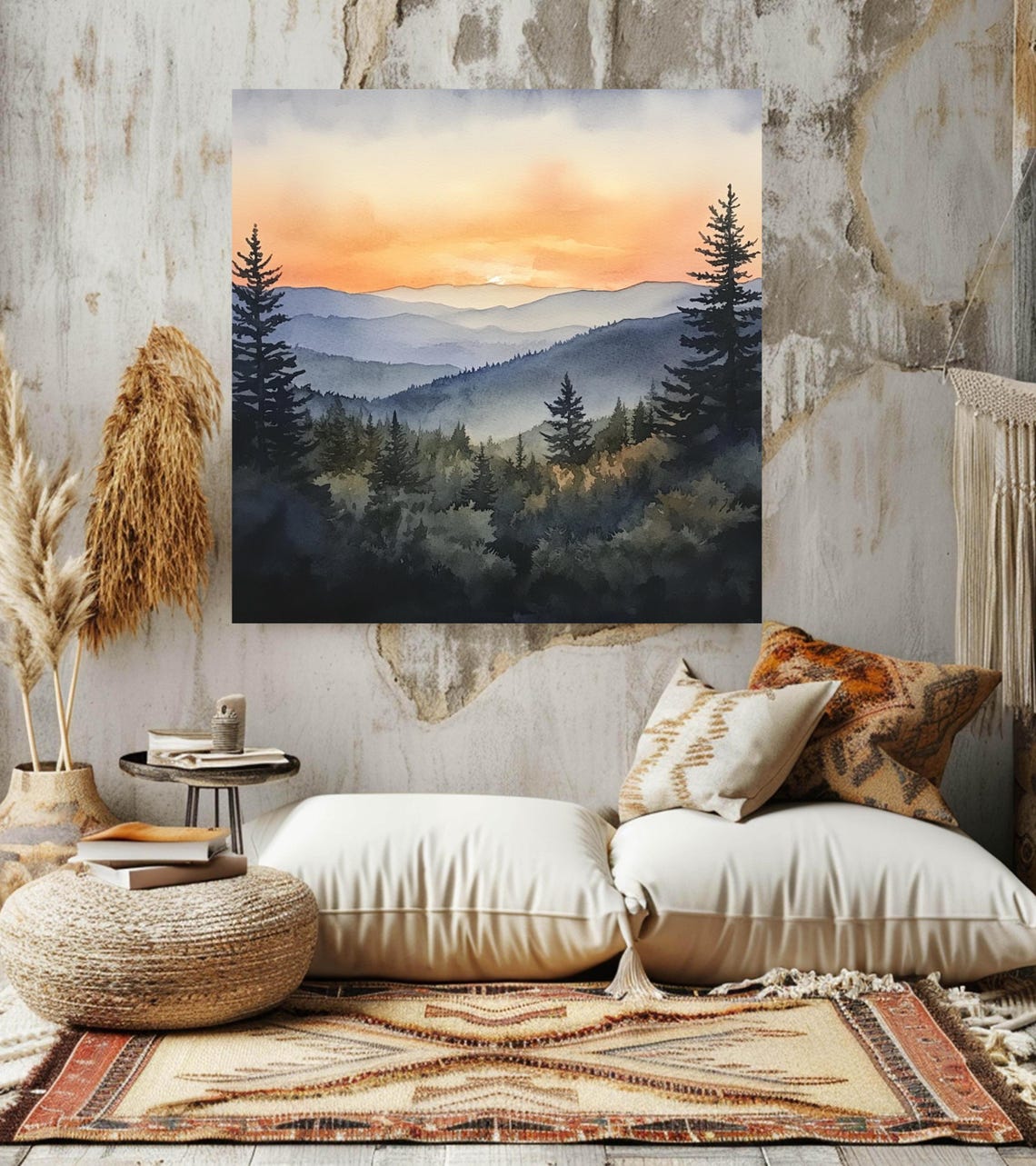 Ethereal Mountain Wall Art Boho Vintage Art Mountain Peak Art Sunset Wall Decor Nature Wall Art Wall Art - Image 2