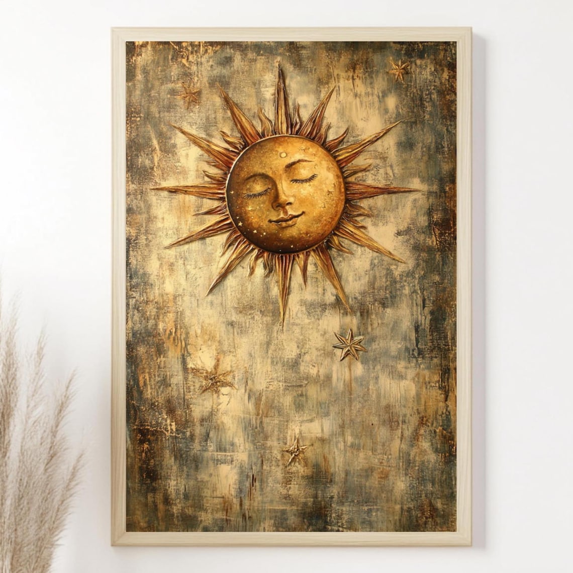Celestial Sun Vintage Poster, Bedroom Decor