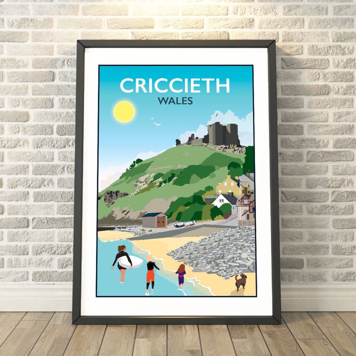 Criccieth Wales Memory Travel Poster