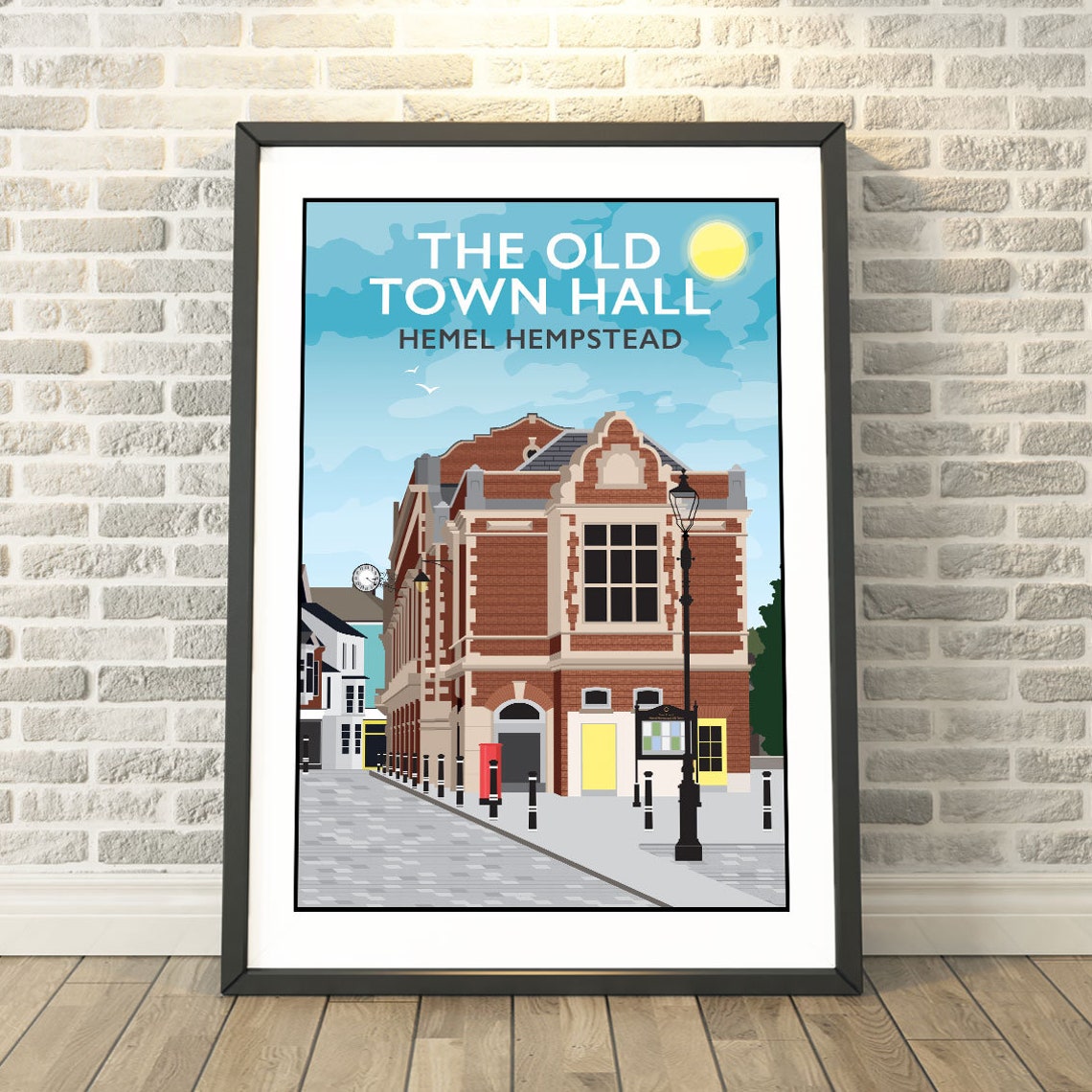 The Old Town Hall Hemel Hempstead Retro Travel Poster Building Art