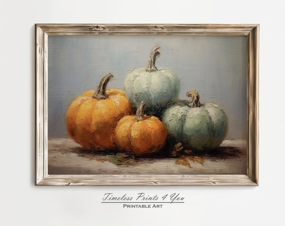 Fall Wall Decor Pumpkin Rustic Prints Print Art Farmhouse