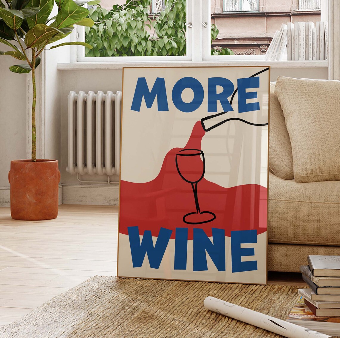 More Wine Retro Print, Mid-Century Kitchen Poster - Image 4