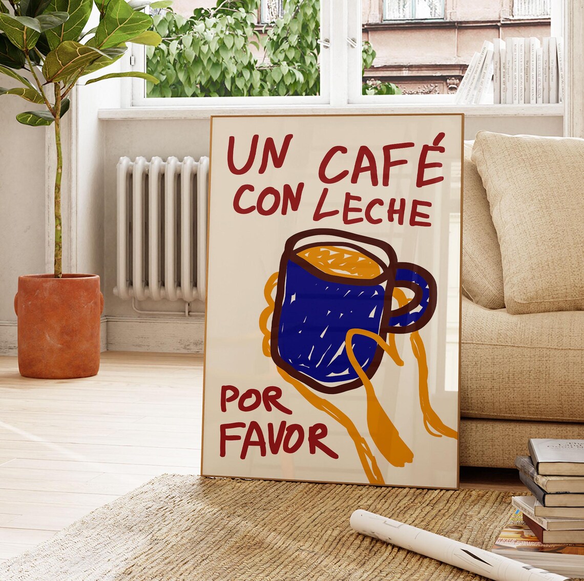 Un Cafe Con Leche Retro Spanish Coffee Art Print - Image 3