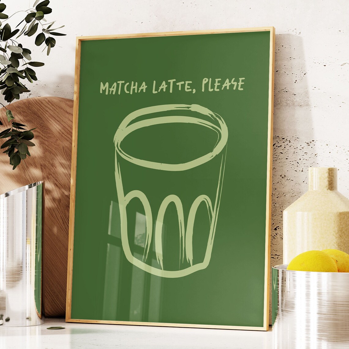 Matcha Latte Print, Modern Kitchen Maximalist Poster - Image 4
