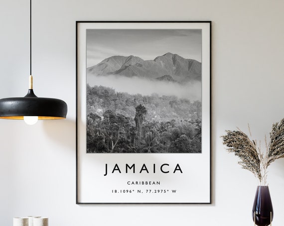 Jamaica Travel Print Jamaica Travel Poster Caribbean Travel Art Poster Black White Black Art Caribbean Gift A1a2a3a4