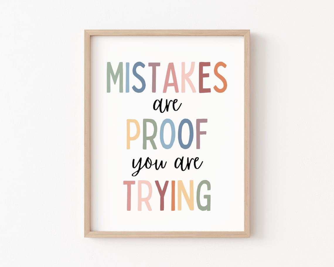 Mistakes Are Proof You Are Trying, Boho Art Print