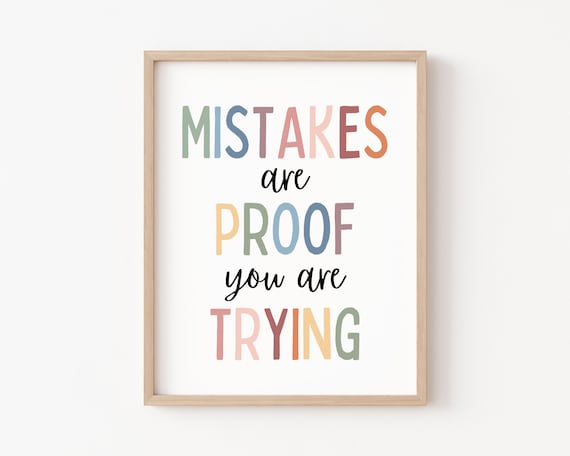 Mistakes Are Proof You Are Trying, Boho Art Print