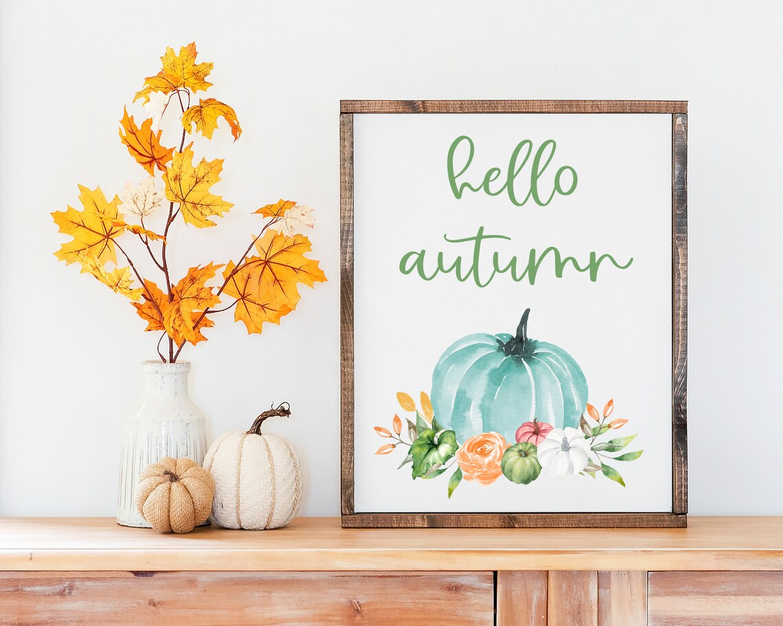 Hello Autumn Fall Quote Art Print, Seasonal Decor - Image 2