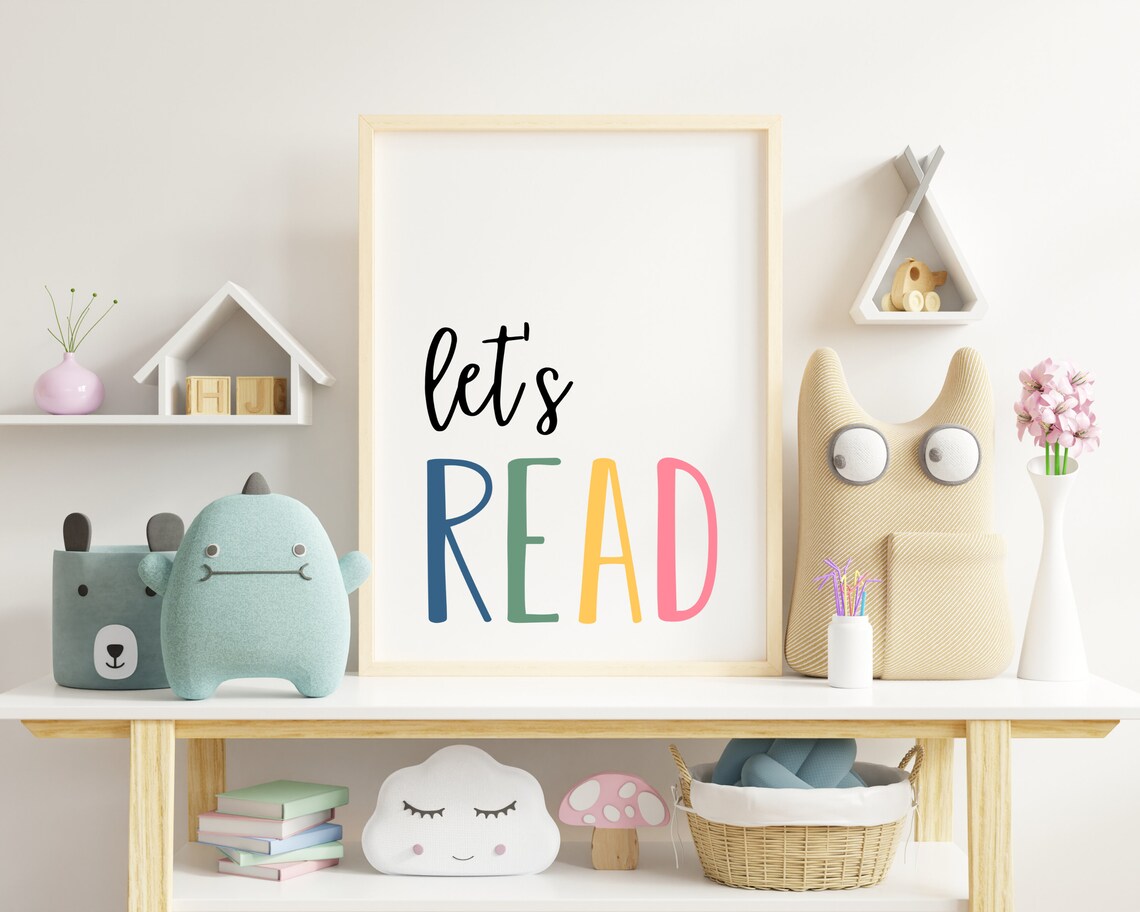 Lets Read Sign Playroom Reading Corner Poster Print