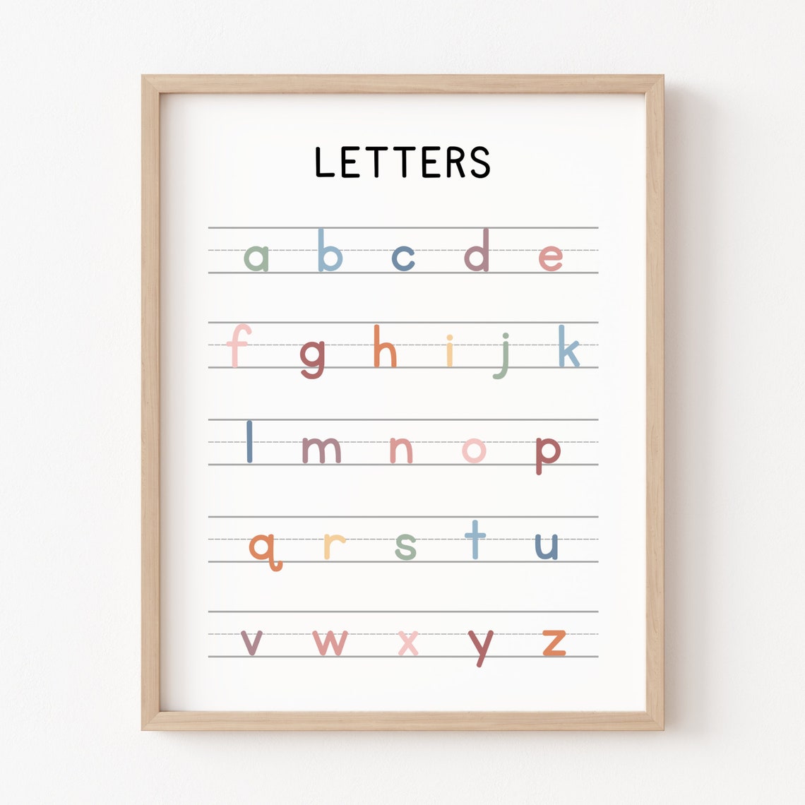 Rainbow Alphabet Poster Handwriting Chart Print Educational Wall Art Homeschool Classroom Decor Abc Poster Back To School