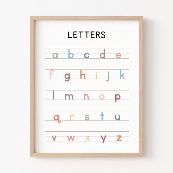 Rainbow Alphabet Poster Handwriting Chart Print Educational Wall Art Homeschool Classroom Decor Abc Poster Back To School