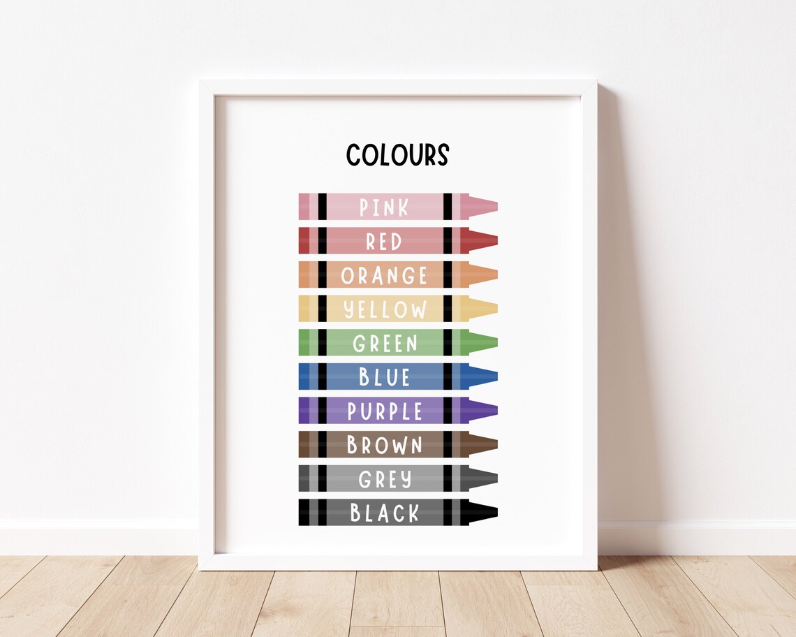 Colours Poster in Muted Tones, Kindergarten Classroom Poster