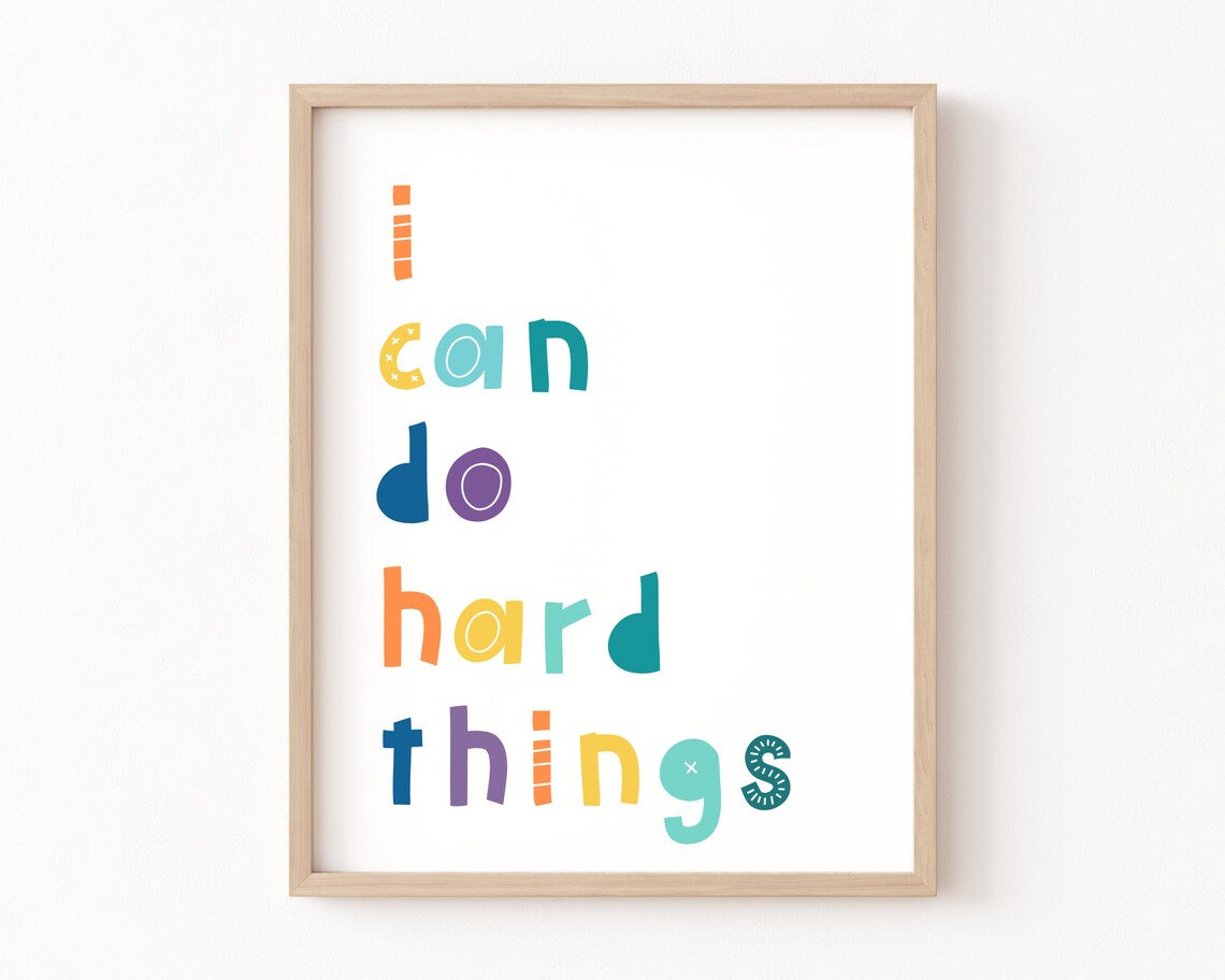 I Can Do Hard Things Affirmations Poster for Kids