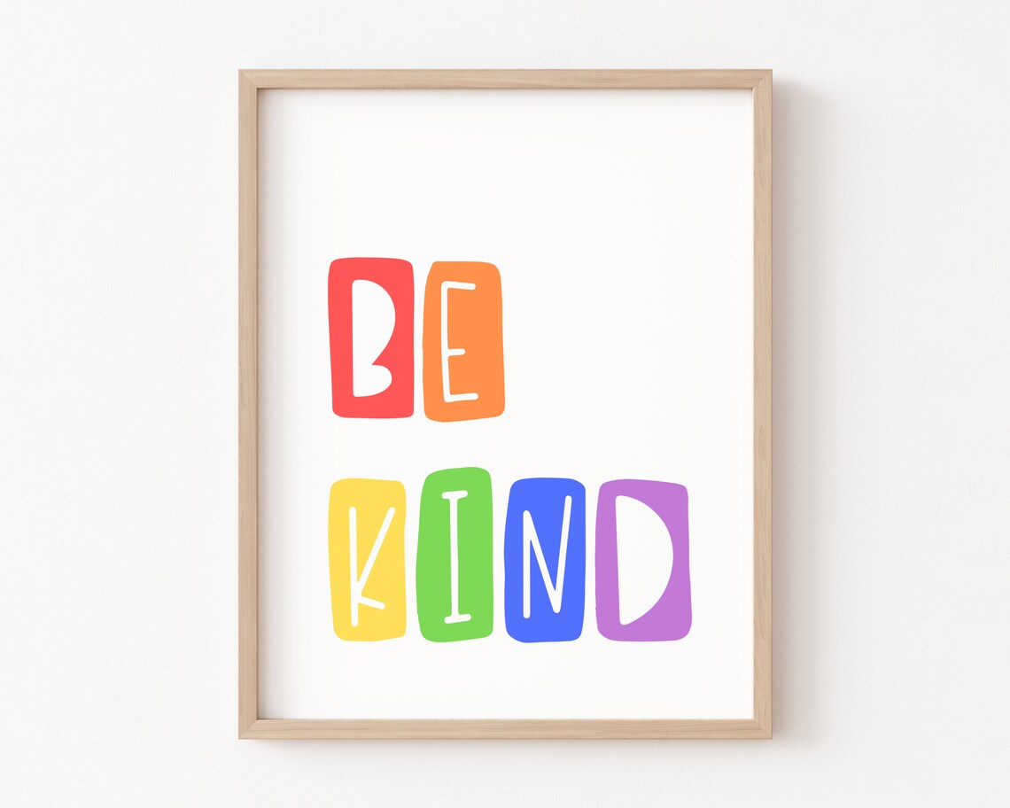 Be Kind Classroom Sign Rainbow Poster Print - Image 3