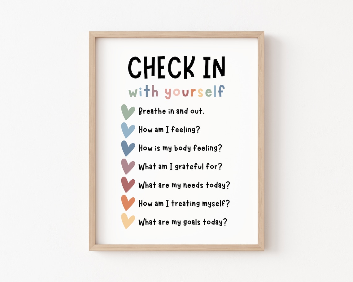 Check In With Yourself Self Care Checklist Poster