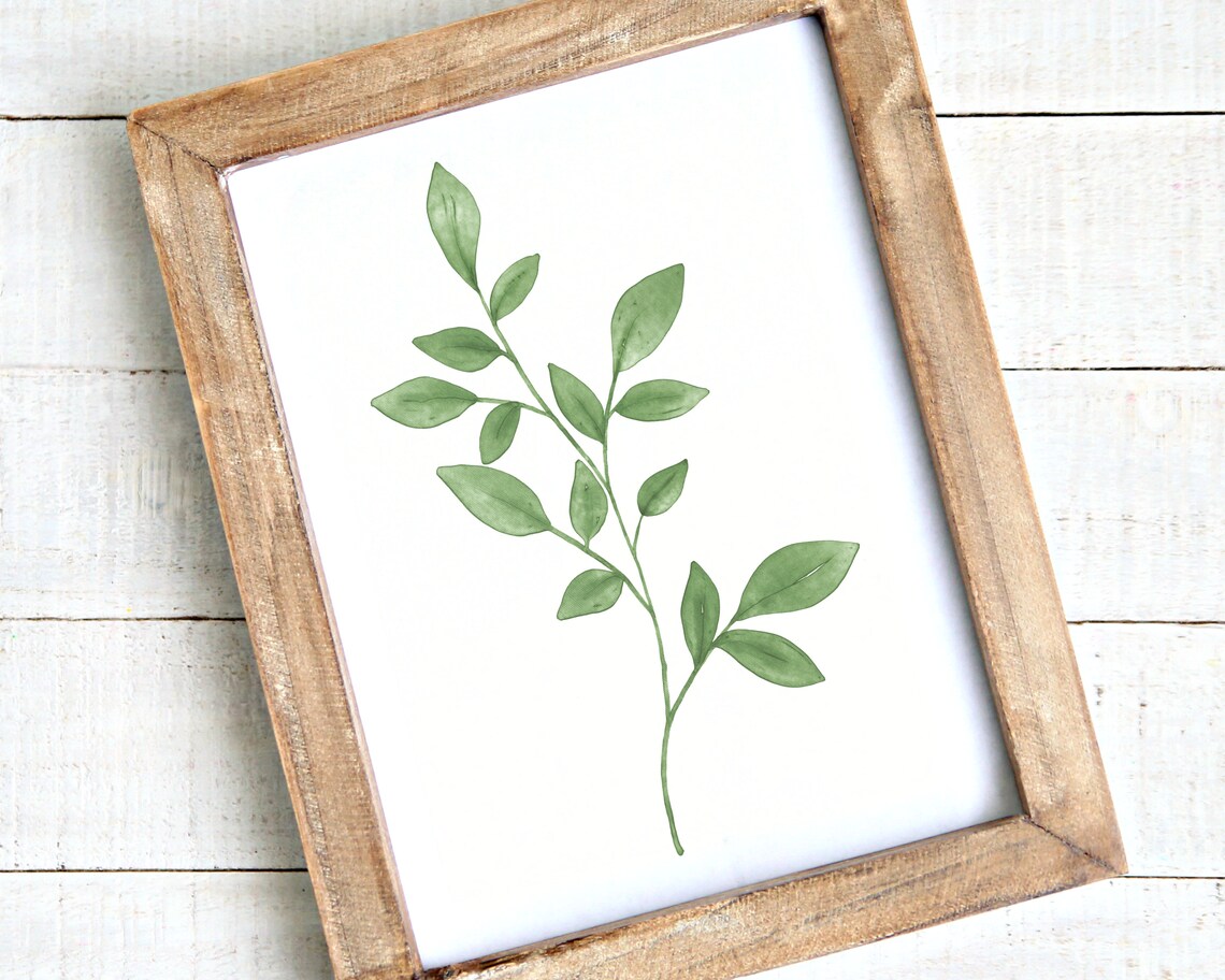 Watercolor Leaves Modern Farmhouse Art Print - Image 2