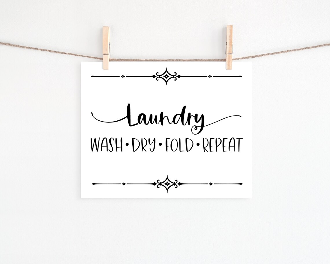 Laundry Wash Dry Fold Repeat Quote Art Print - Image 2