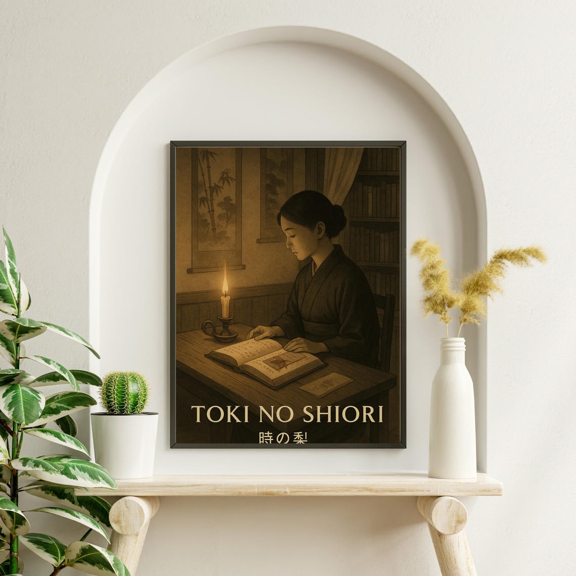 Toki No Shiori Japandi Wall Art, Japanese Woman Reading - Image 4