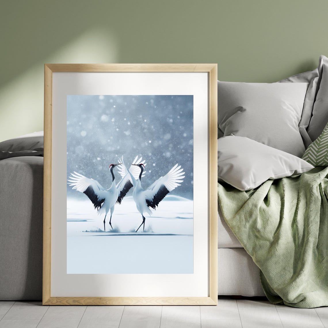 Japanese Crane Dance, Elegant Minimalist Bird Art Print - Image 4