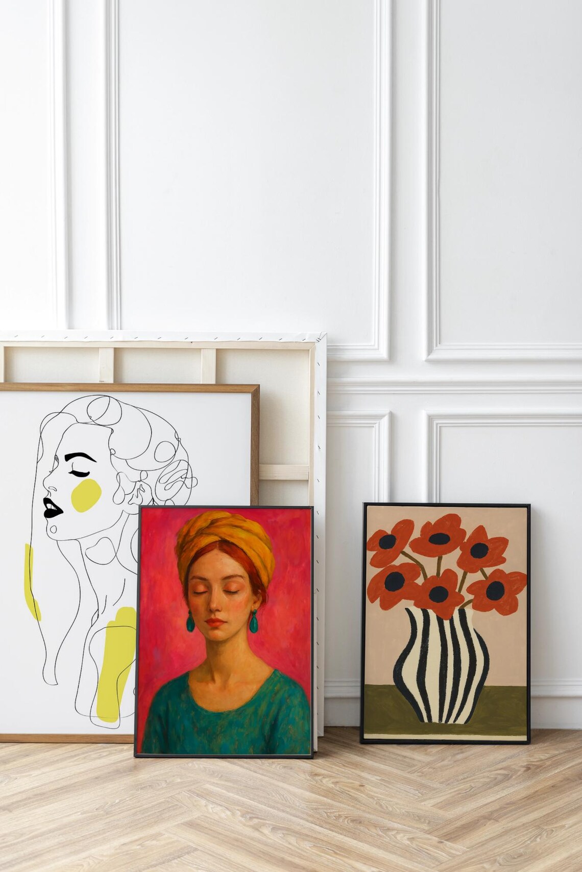 Boho Woman Portrait, Bold Colorful Female Face - Image 3