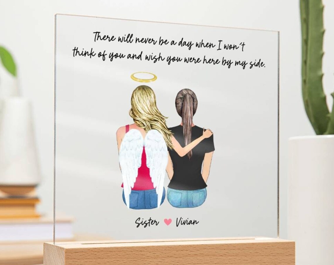 Sister In Heaven Memorial Personalized Print In Loving Memory Of Sister Acrylic Plaque Loss Of Sister Remembrance Sister Christmas Gift