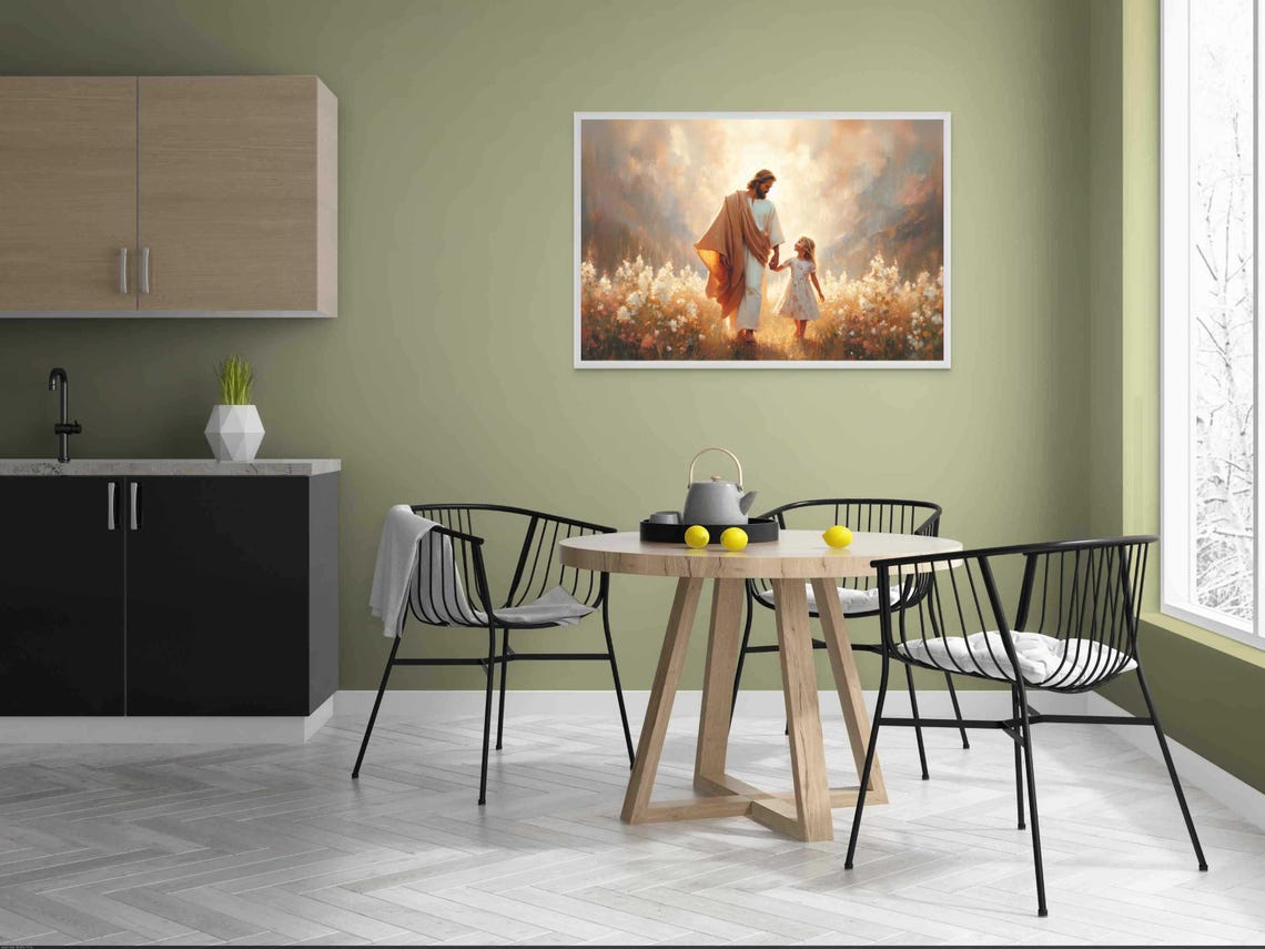 Walk With Him Christian Jesus With Girl Art - Image 3
