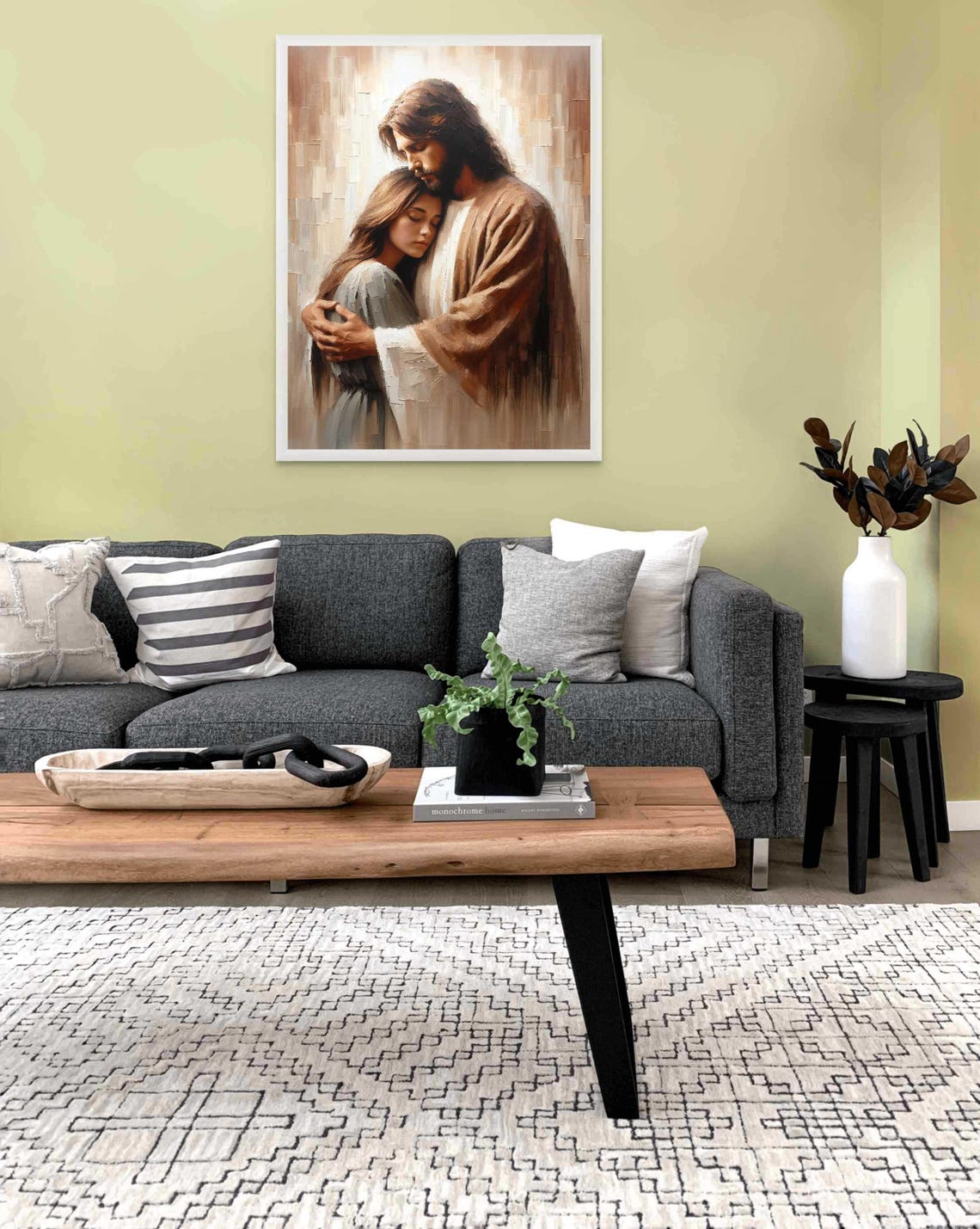 Tender Savior Christian Art, Jesus With Girl - Image 2