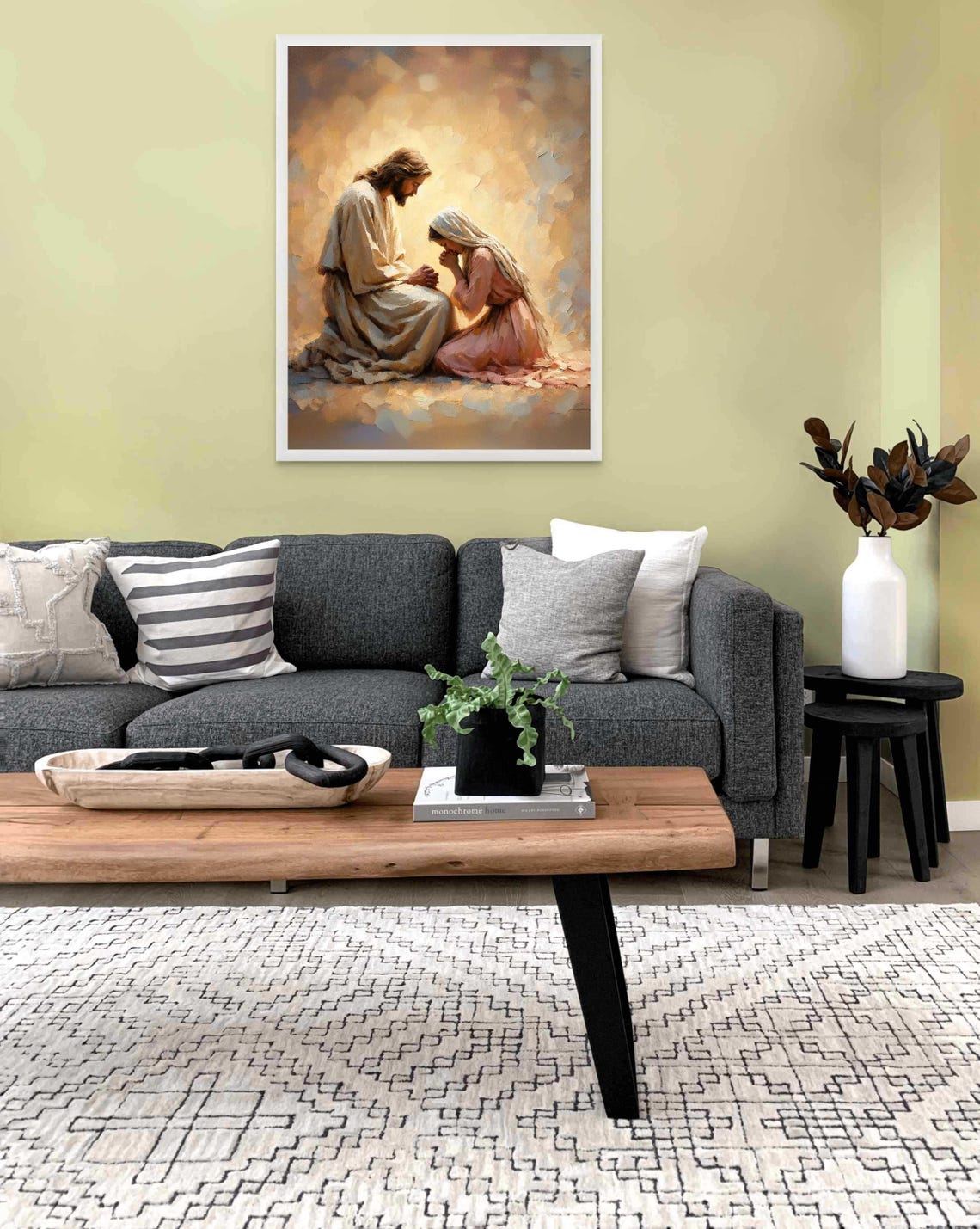 Jesus Praying With Woman, Christian Art Print - Image 2