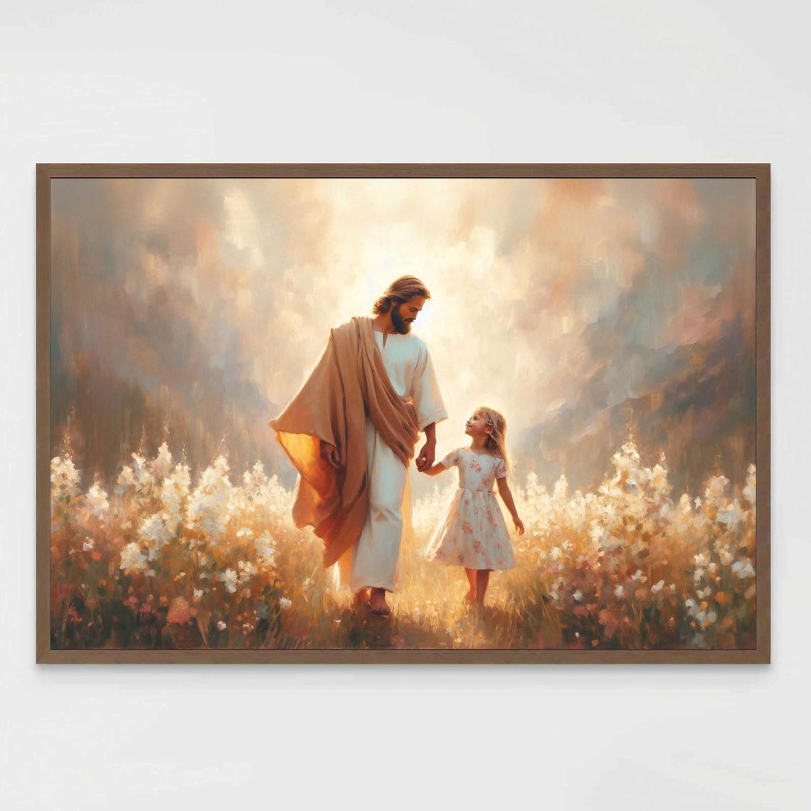 Walk With Him Christian Jesus With Girl Art