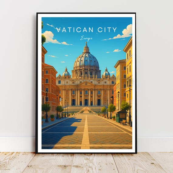 Travel Wall Art Vatican Europe St Peters Basilica Unesco Modern Poster Gift Print