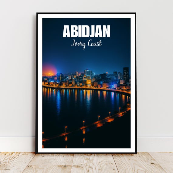 Travel Wall Poster Abidjan Ivory Coast Africa Gulf Of Guinea Modern Art Gift Print