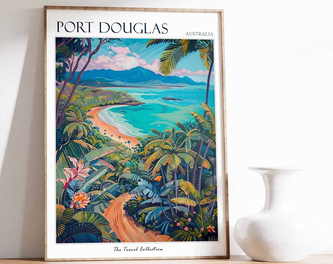 Port Douglas Australia Tropical Beach Palm Paradise Travel Poster