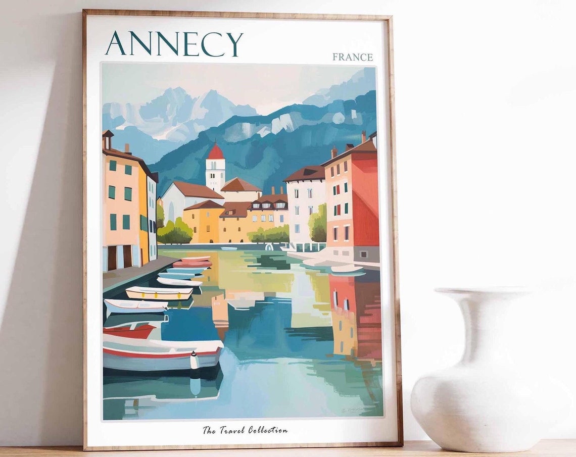 Annecy Poster France Travel Print French Decor Europe Travel Poster Annecy Wall Art European Decor Annecy Gift Annecy Travel Poster