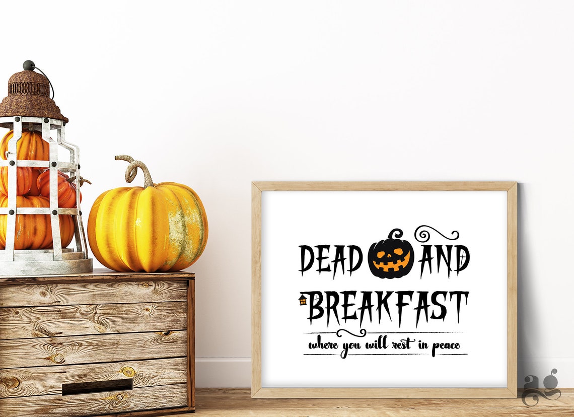 Dead and Breakfast Funny Halloween Pumpkin Rest In Peace Poster - Image 3