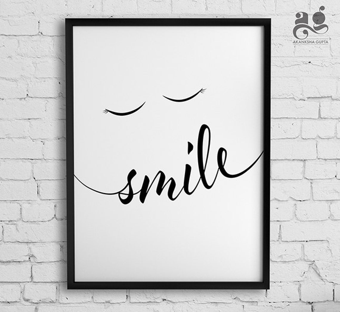 Smile Face Script Typography Minimalist Happy Nursery Decor Poster - Image 2