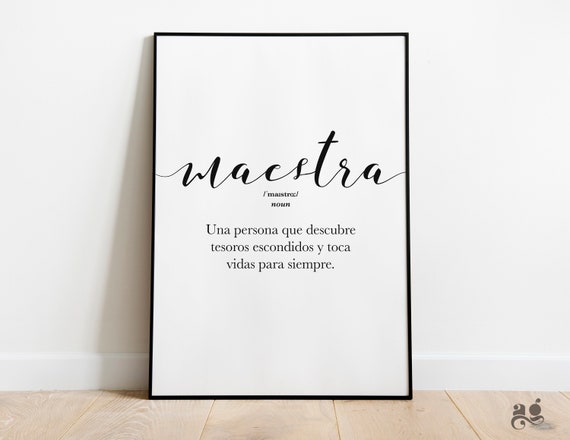 Spanish Teacher Appreciation Gift, Maestra Maestro Art Print