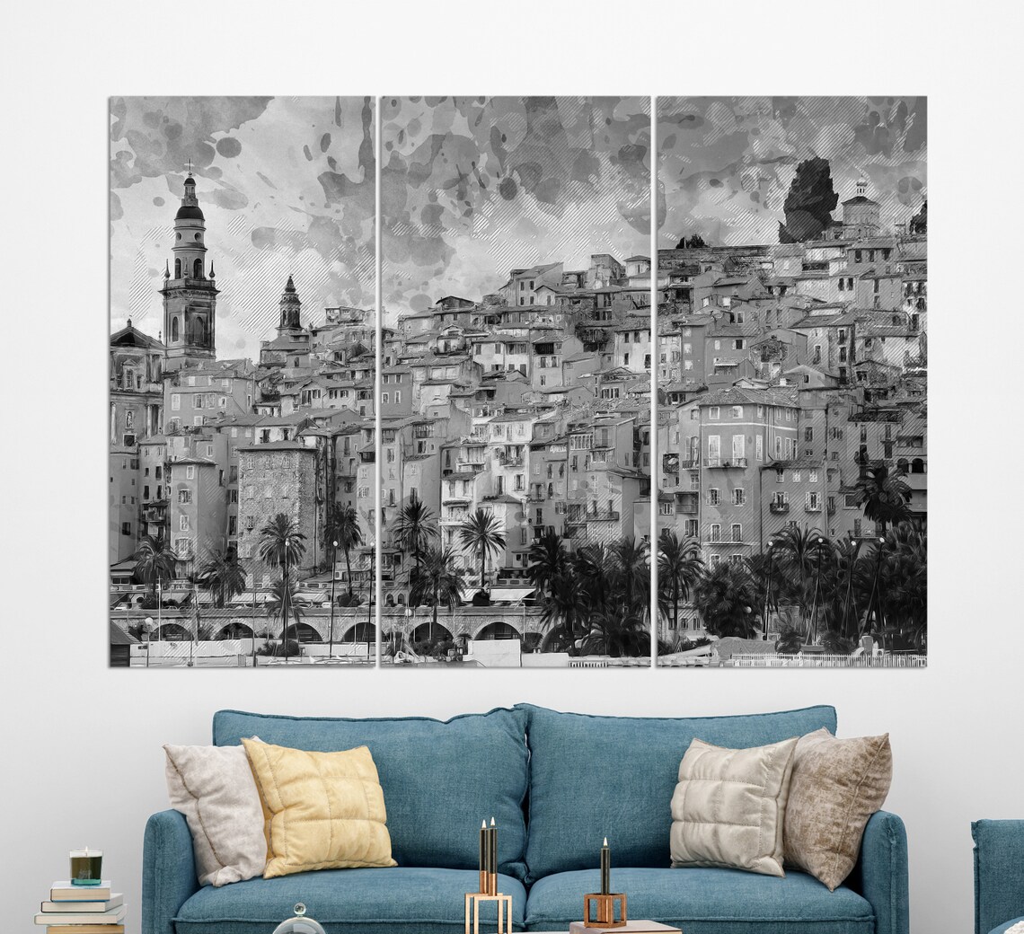 Menton French Riviera Print Menton Painting Menton Print French Wall Art French Riviera Art - Image 2
