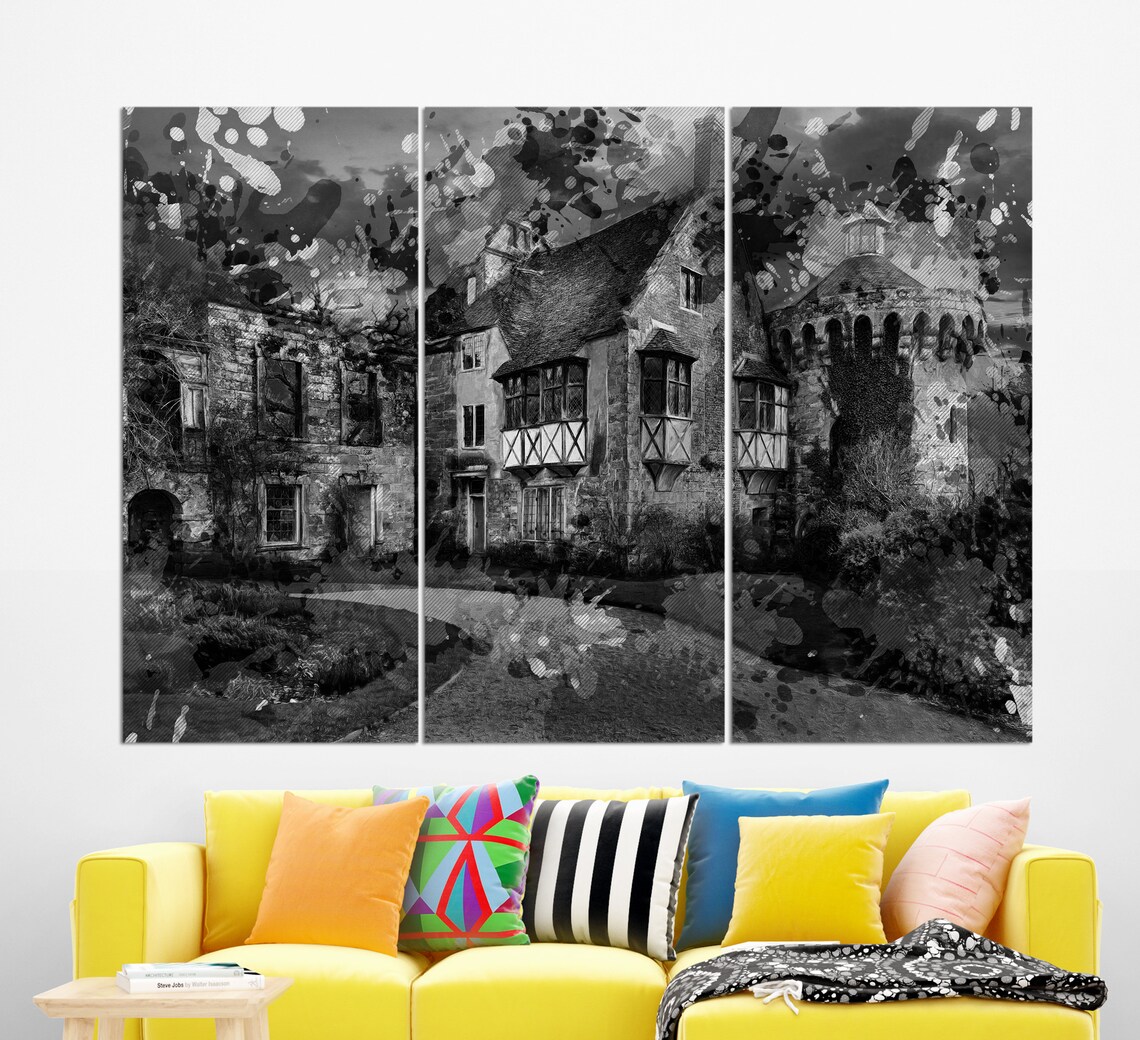 Scotney Castle Sunset Paint Splash English Manor Travel Poster - Image 2