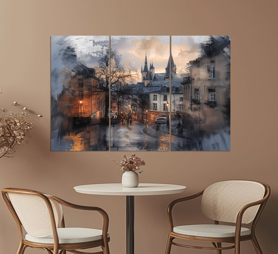 Mystical Luxembourg Castle Abstract Travel Poster - Image 2